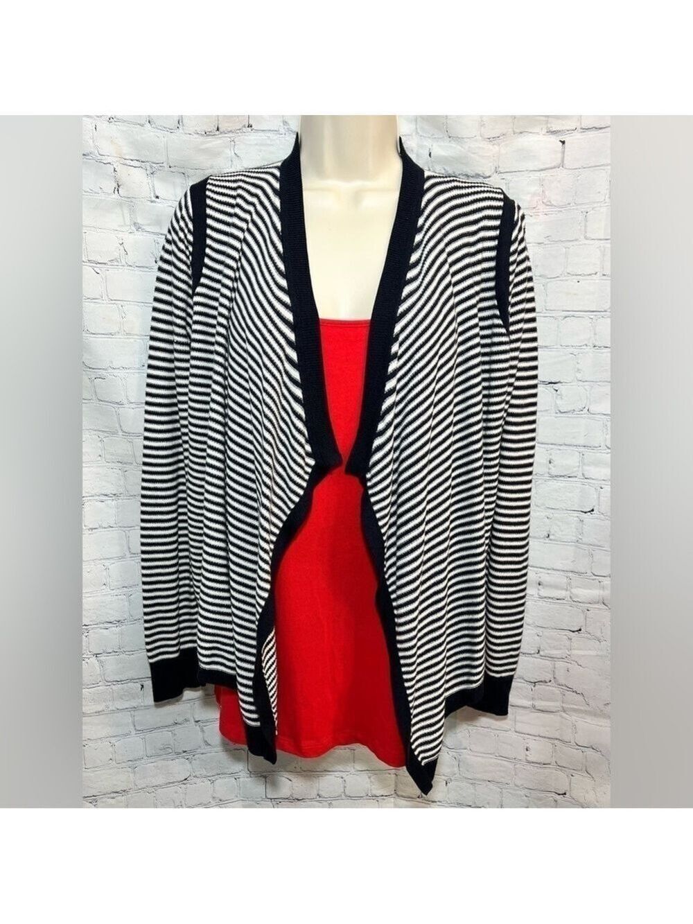 Loft Striped Draped Open Cardigan Size Small